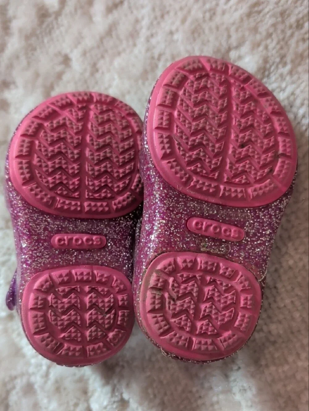 Toddler Glitter Jelly Sandals with Colorful Pom Accents - Pink Crocs